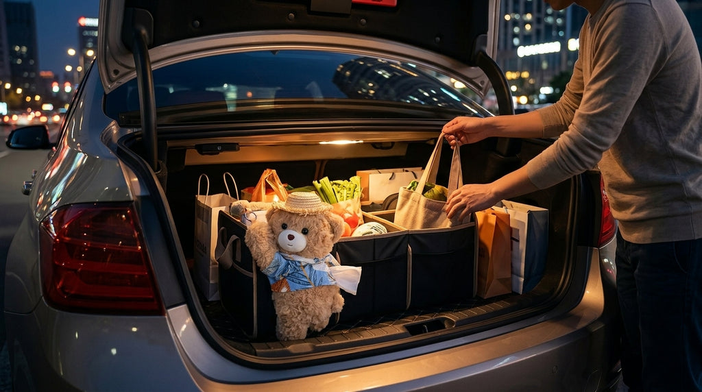 Car tissue box hanging car drawer box bear creative cute practical doll in the car tissue bag hanging bag - Lifestyle Night