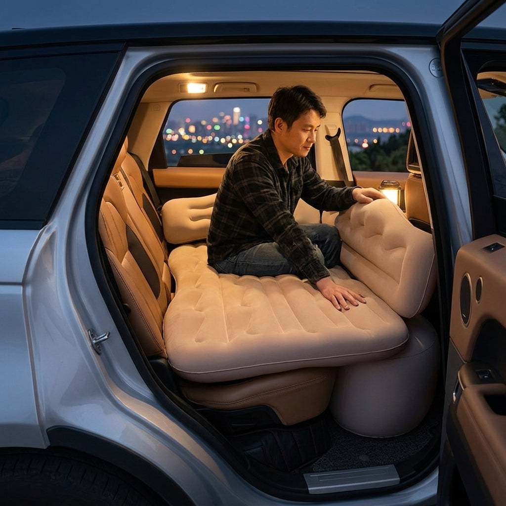 Cross-border car inflatable bed Car rear exhaust mattress Universal folding sleeping air mattress travel mattress - Lifestyle Night