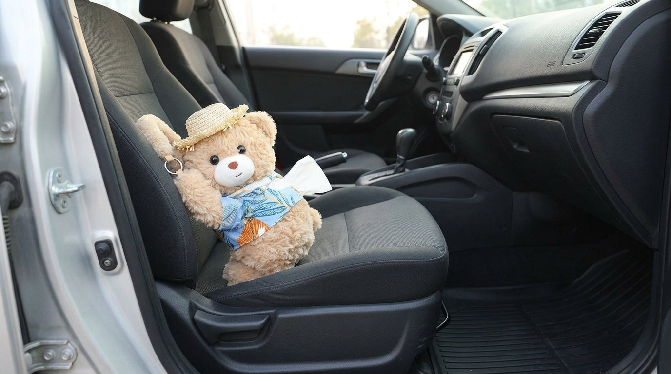 Car tissue box hanging car drawer box bear creative cute practical doll in the car tissue bag hanging bag - Interior Placement