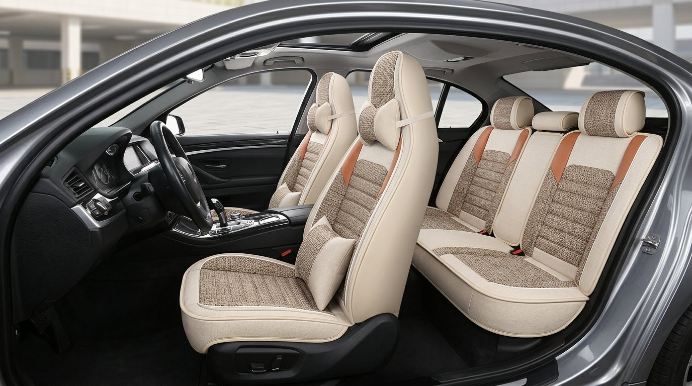 25 years new linen split head car seat cushion four seasons universal seat cover original piece drop shipping cross-border wholesale - Interior Placement