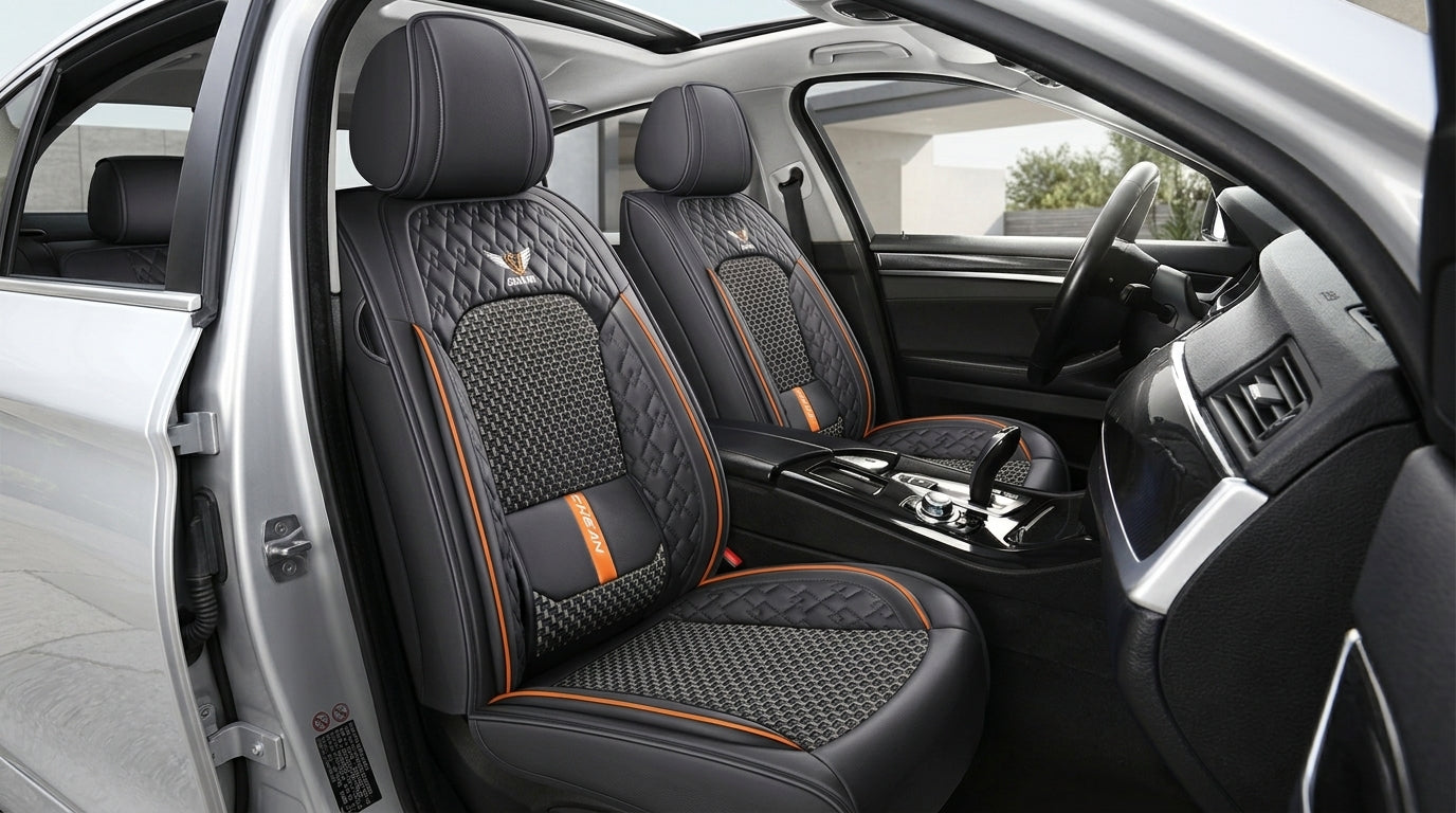 The 2025 new lumbar Napa leather ice silk car seat cushion is suitable for all seasons - Interior Placement