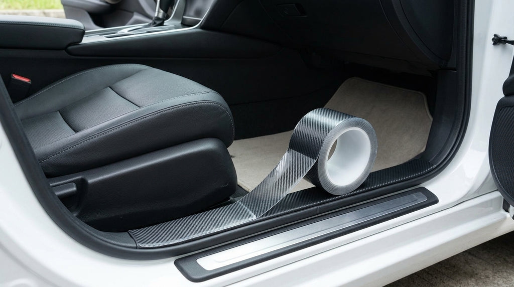 Car sill strips, carbon fiber bumper anti-collision strips, anti-stepping paste, carbon fiber pattern, universal body film stickers, decorative strips - Interior Placement