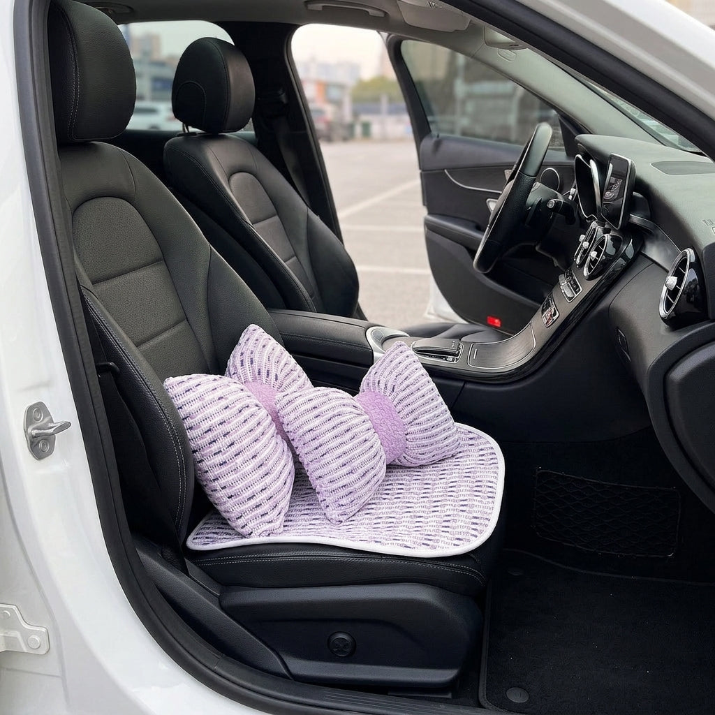 Car headrest neck support pillow for car cushions, car seat lumbar cushion set, for the driver's seat and for women's lumbar support - Interior Placement