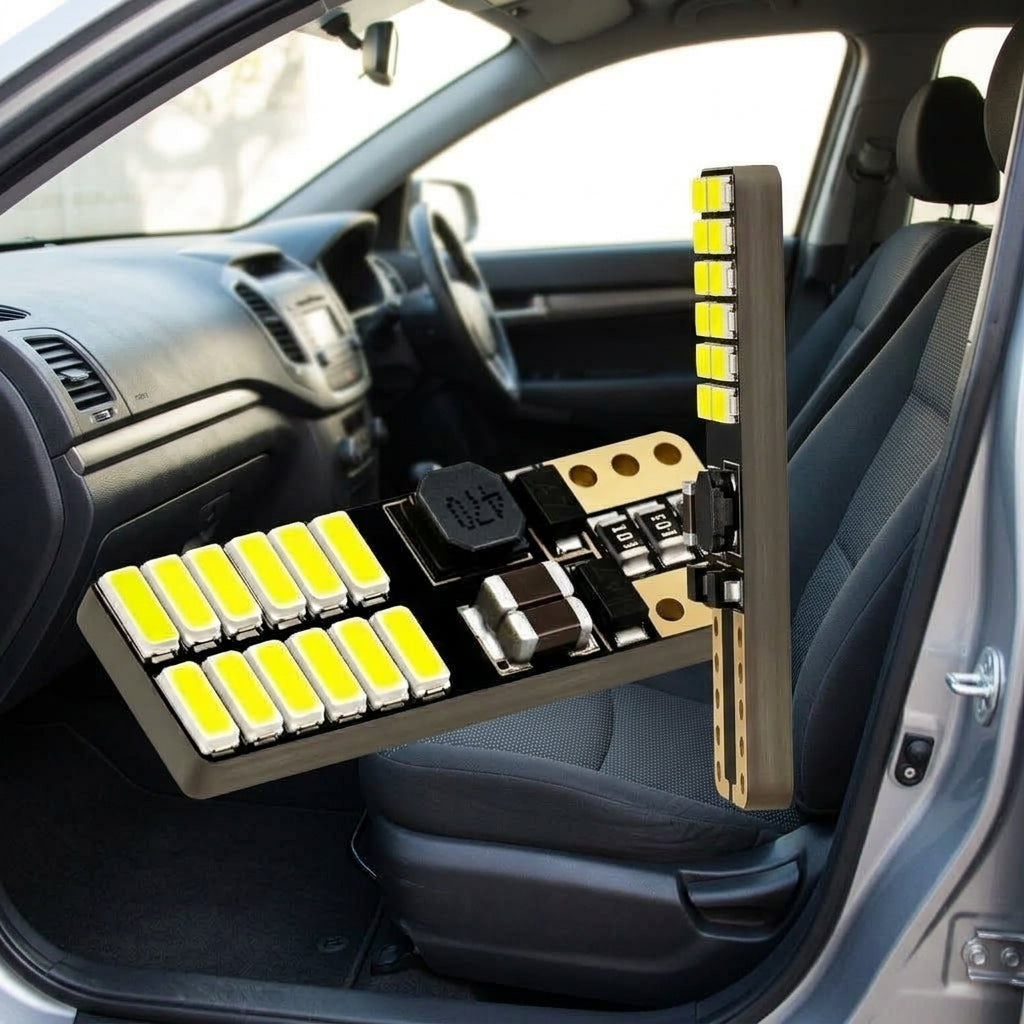 Car LED reading light T10 4014 bead high-brightness focused car instrument light 24SMD decoding small light - Interior Placement