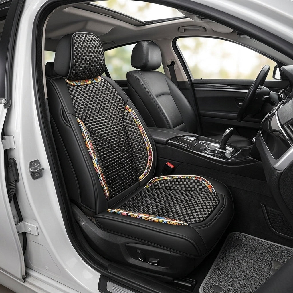 New Ice Silk Breathable Car Seat Covers, Cartoon Cute Seat Covers, Fully Inclusive Seat Cushion Covers All Seasons - Interior Placement
