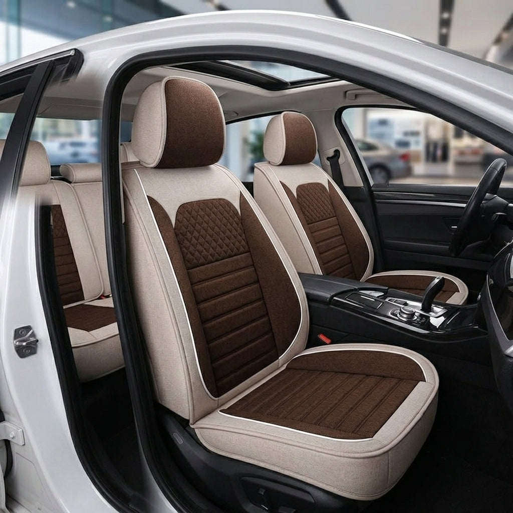 All-season universal full-coverage car seat covers, full-coverage spring and winter linen fabric art car covers, seat covers, and car cushion covers - Interior Placement