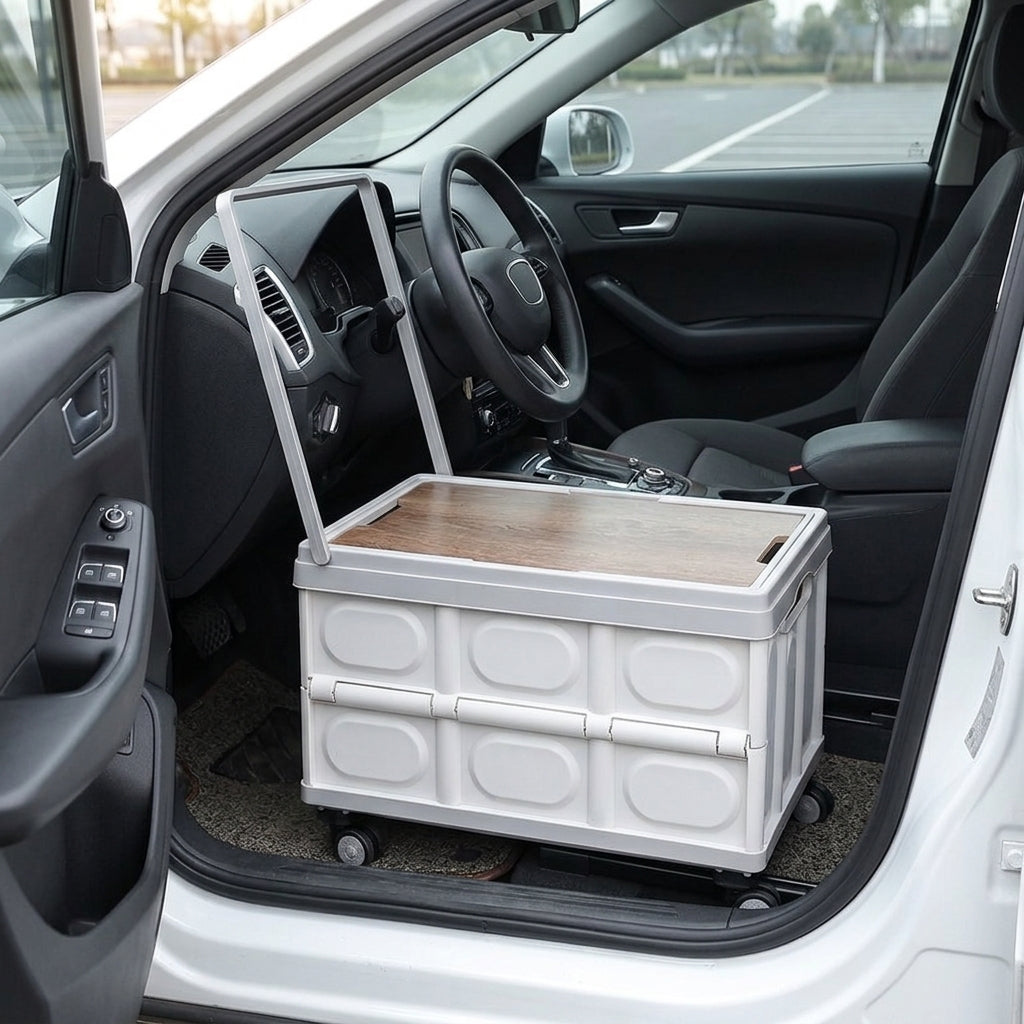 Outdoor foldable storage box, car trunk storage box, multifunctional camping picnic hand-carry basket, picnic storage box - Interior Placement