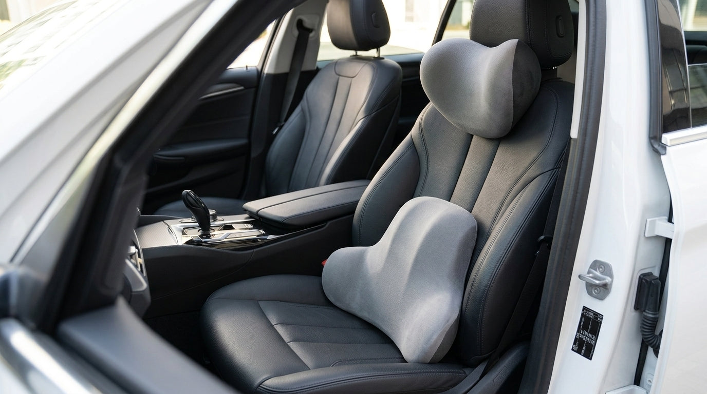 Car neck headrest lumbar rest removable and washable breathable driver's seat waist rest memory foam car artifact headrest in the car - Interior Placement