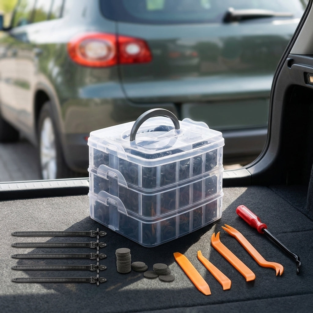 750pcs boxed clips, 16 types of car bumper mudguard plastic clip combo sets, interior panels for cars - Packed In Boot