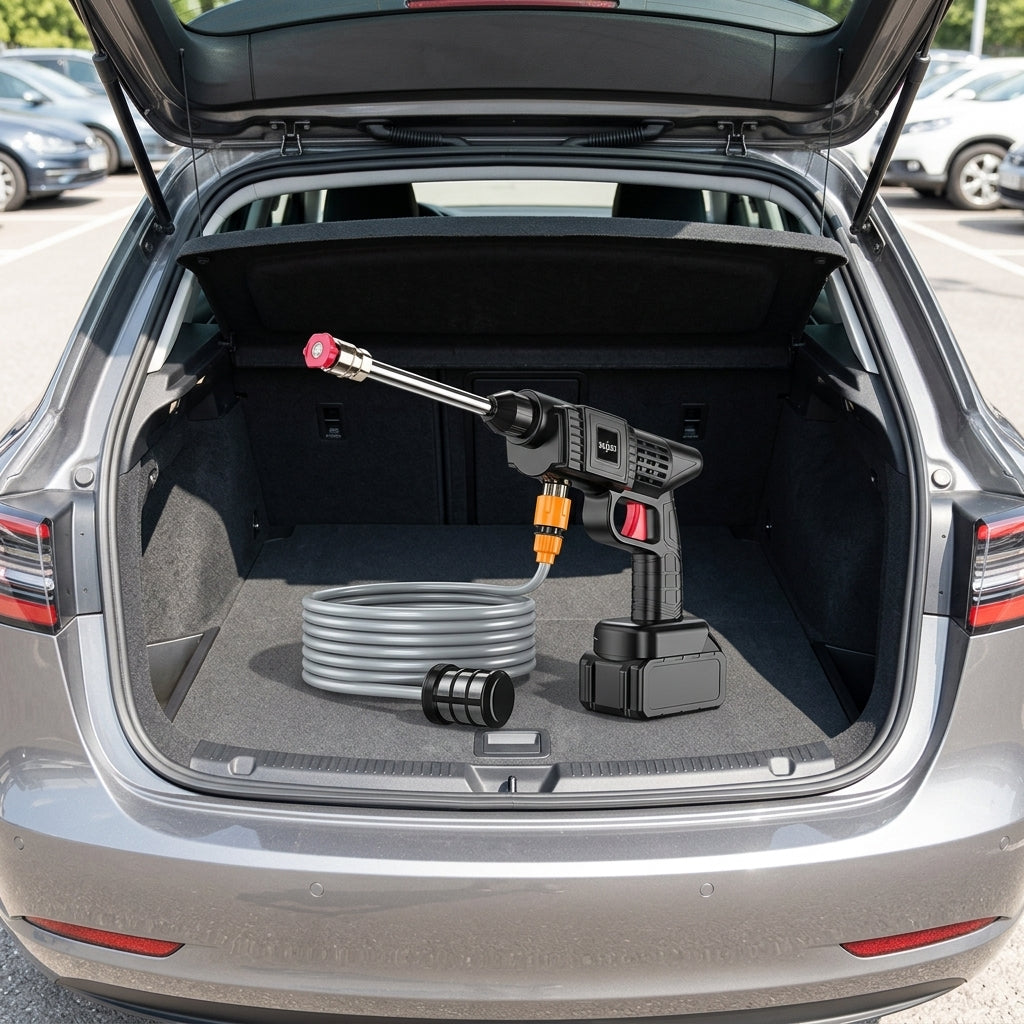 Car water gun, household electric car washer, rechargeable car wash gun, universal wireless high-power high-pressure car wash water gun - Packed In Boot