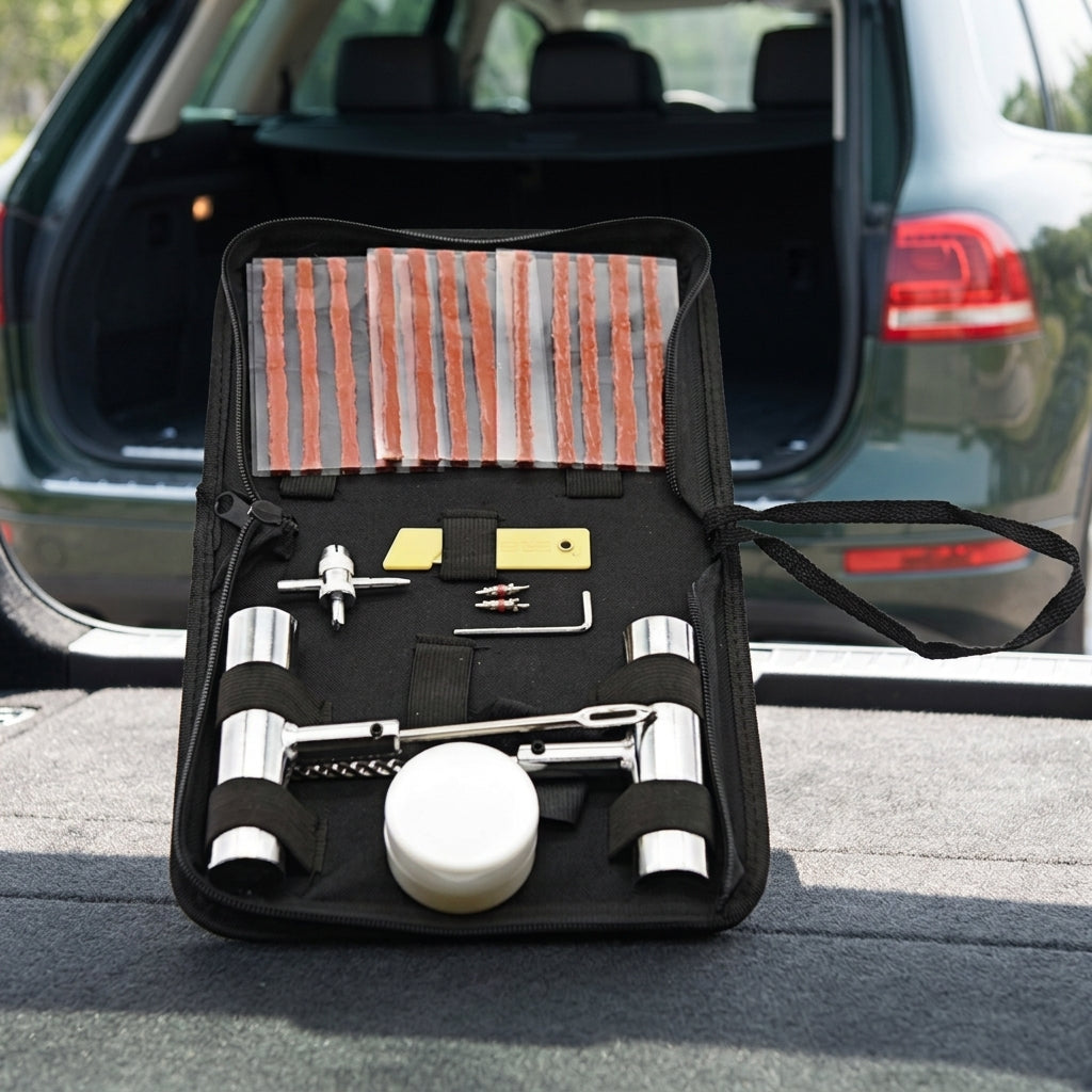 Car Repair Tool Set - Emergency Tire Repair Kit - Packed In Boot