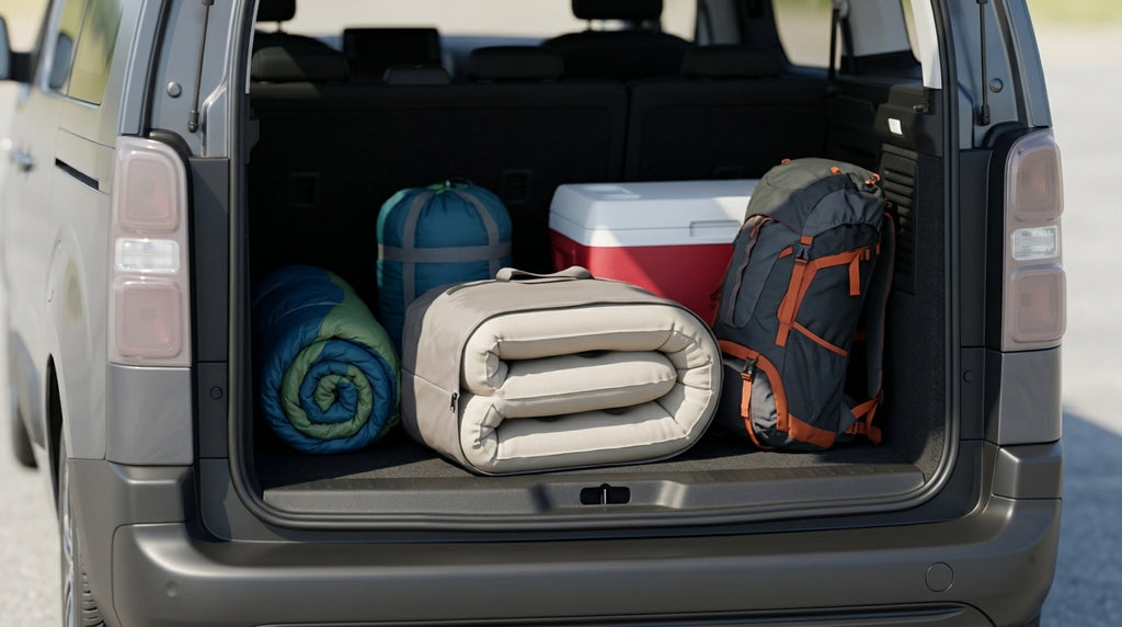 Car rear travel mattress new energy sleeping travel automatic charging and discharging carry leveling to fill the inflatable bed - Packed In Boot