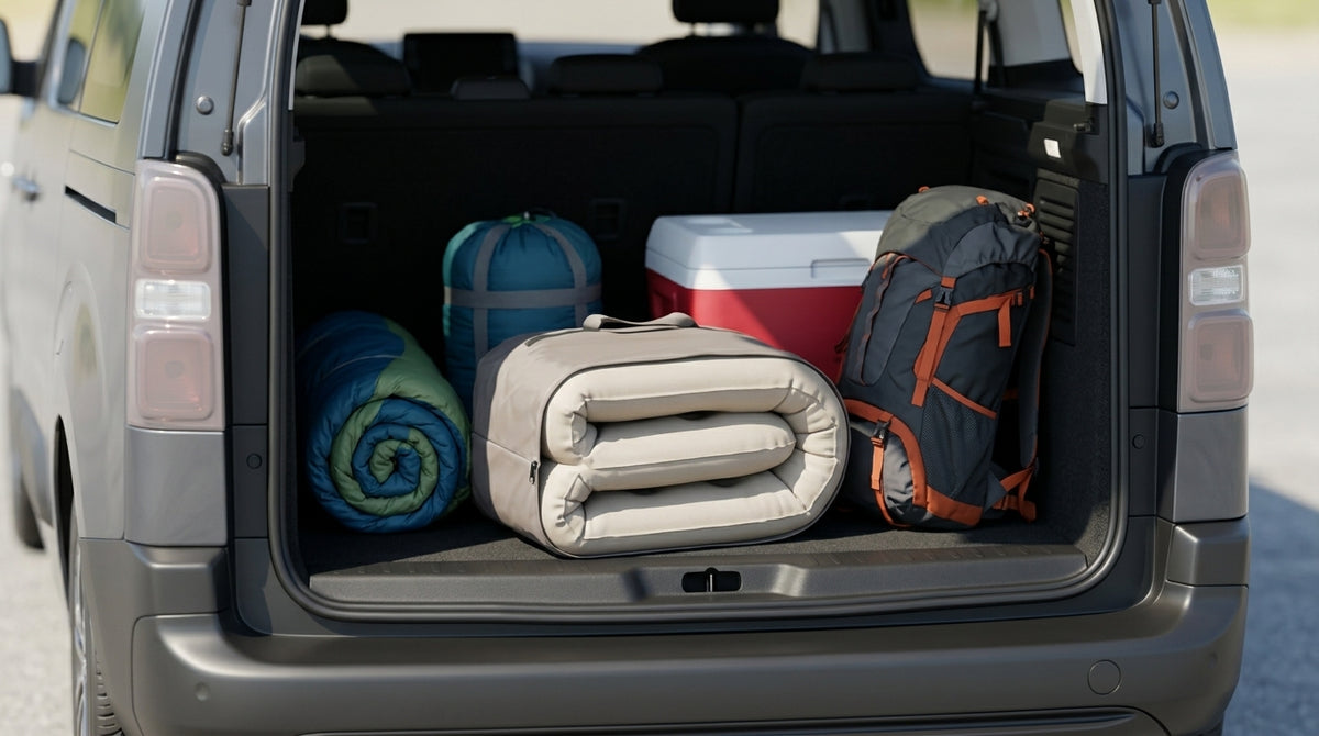 Car rear travel mattress new energy sleeping travel automatic charging and discharging carry leveling to fill the inflatable bed - Packed In Boot