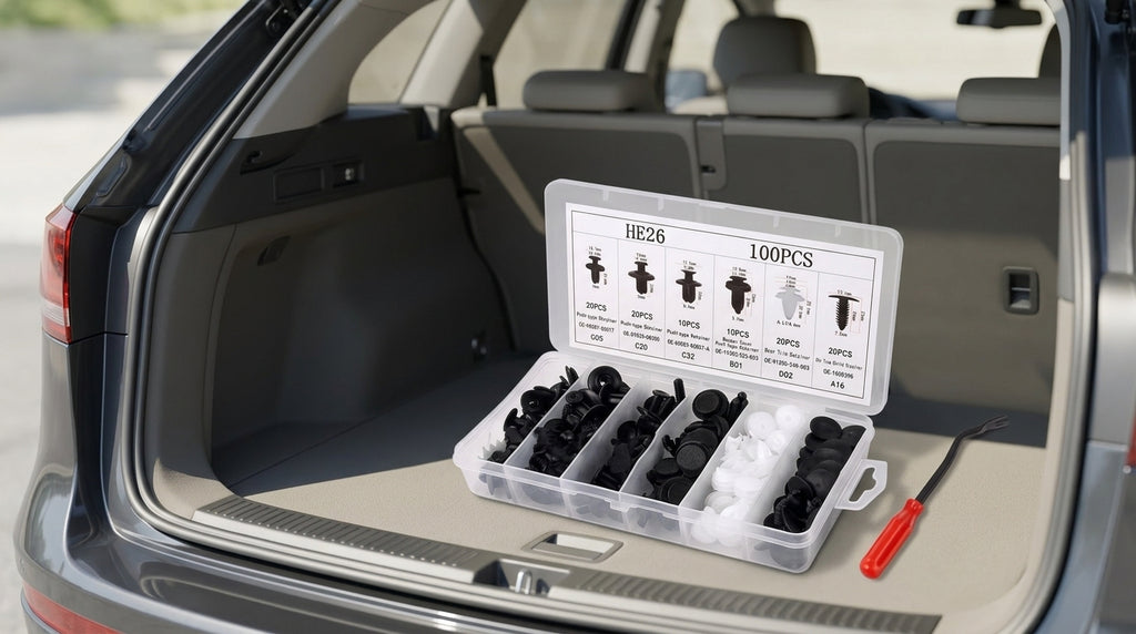 100PCS Box Car Snap Box 100PCS Combo Set Nylon Clip Bumper Universal Buckle - Packed In Boot