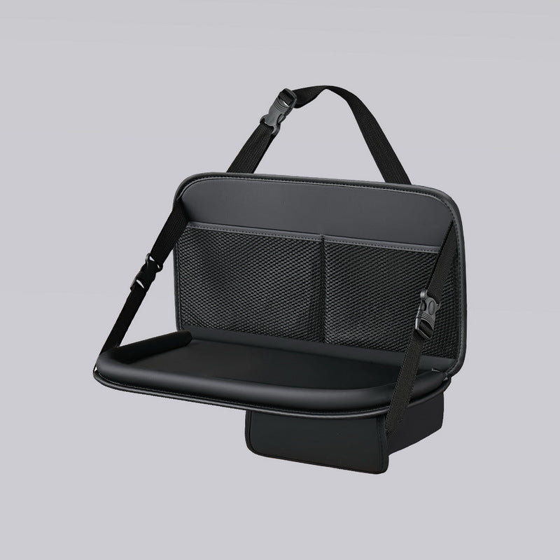 Car seat back storage bag, leather rear storage box, dining table model car seat back hanging bag, anti-kick mat