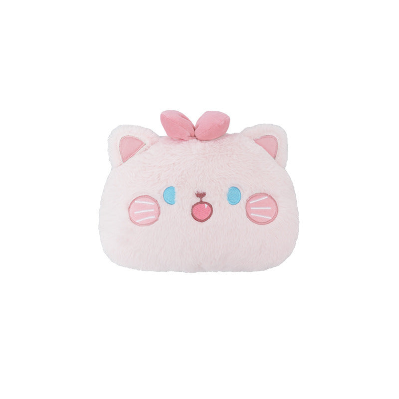 Car headrest, plush bow little bear pillow, comfortable neck pillow cushion, cute cartoon car interior lumbar support