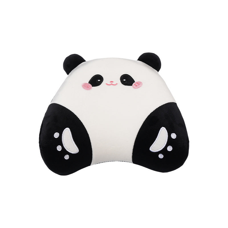 Cartoon memory foam car headrest, all-season plush car, soft seat lumbar pad, creative car lumbar support