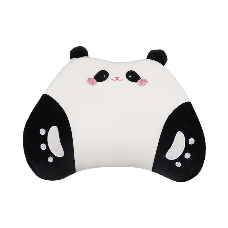 Cartoon memory foam car headrest, all-season plush car, soft seat lumbar pad, creative car lumbar support