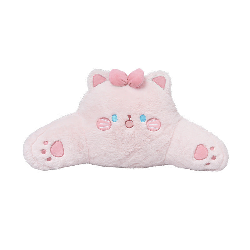 Car headrest, plush bow little bear pillow, comfortable neck pillow cushion, cute cartoon car interior lumbar support