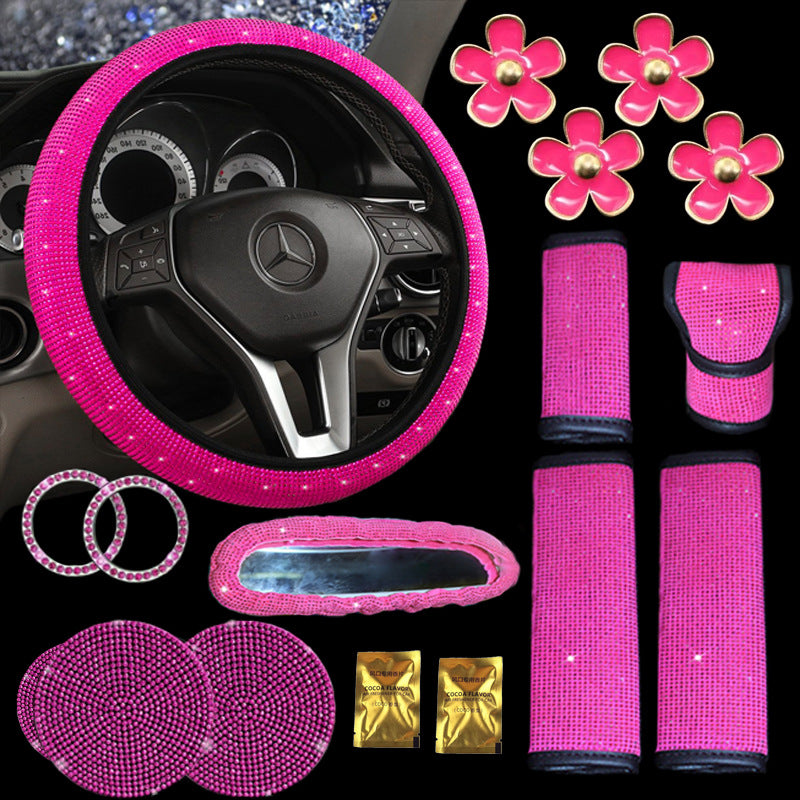 Cross-border car full-diamond seatbelt shoulder pads, rhinestone seatbelt covers, colored diamonds, black diamonds, car inlay interior sets