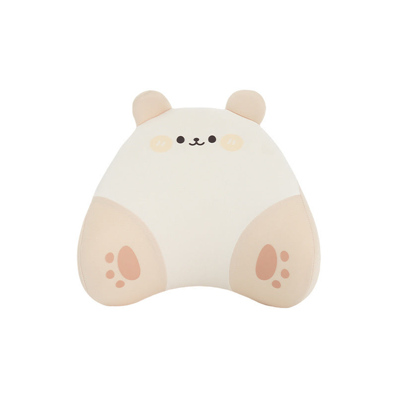 Cartoon memory foam car headrest, all-season plush car, soft seat lumbar pad, creative car lumbar support