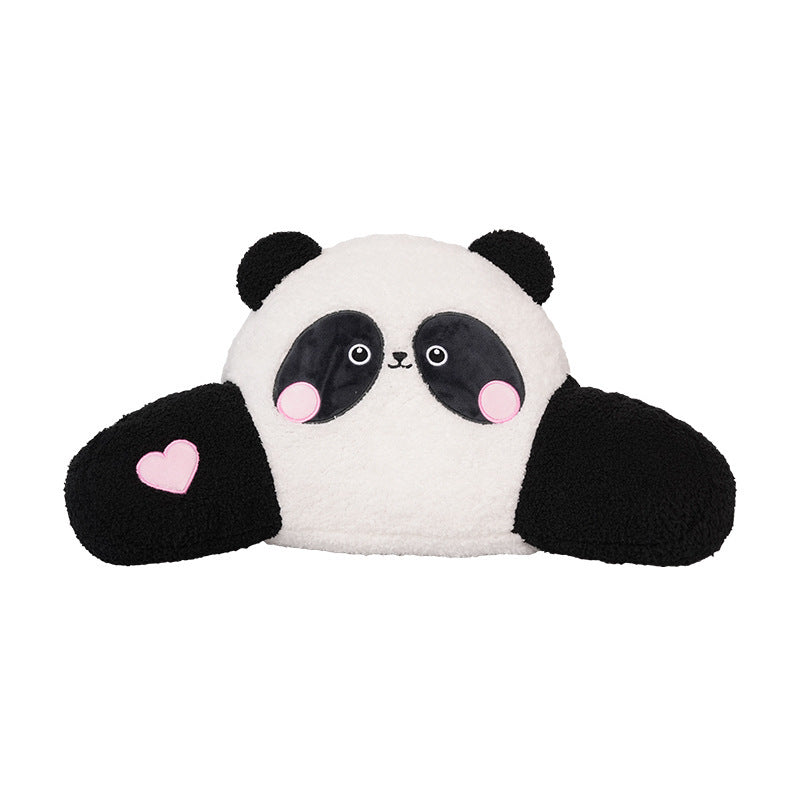 Car headrest lumbar support, cartoon cute panda, comfortable soft car cushion, all-season universal neck pillow
