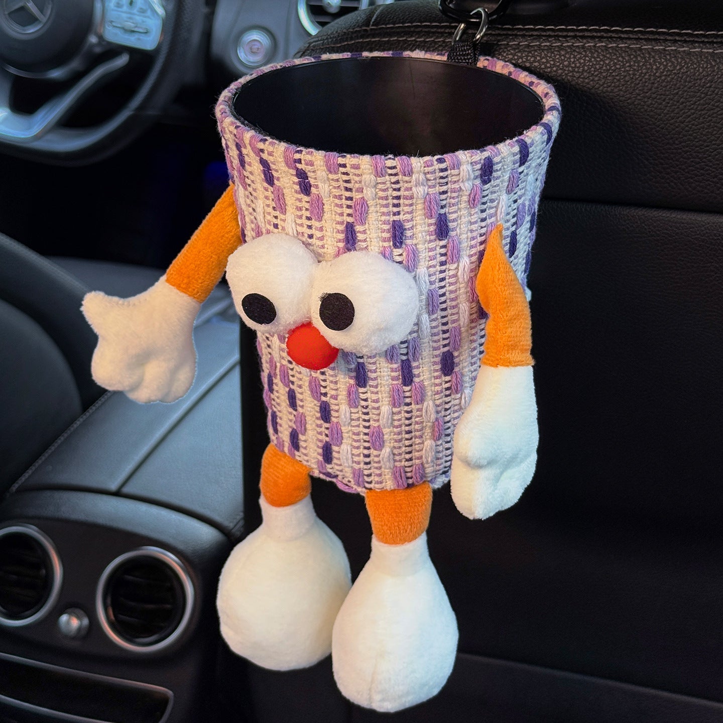 Car tissue box, cute plush toy hand, foot car, in-car tissue hanging bag, high-end practical car armrest box tissue box