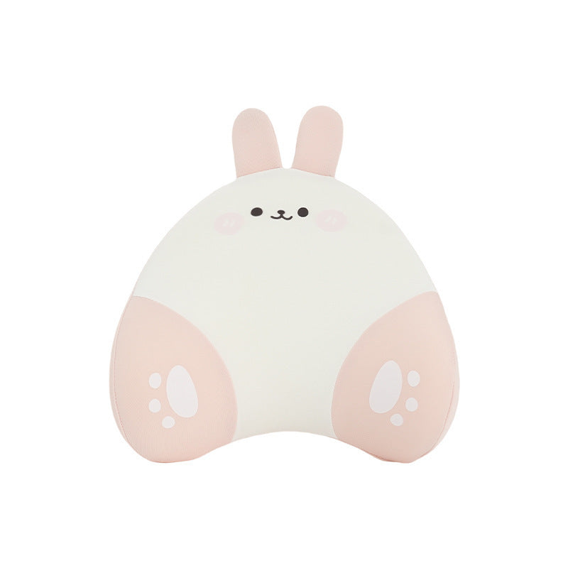 Cartoon memory foam car headrest, all-season plush car, soft seat lumbar pad, creative car lumbar support