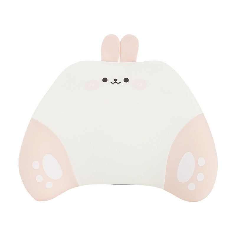 Cartoon memory foam car headrest, all-season plush car, soft seat lumbar pad, creative car lumbar support