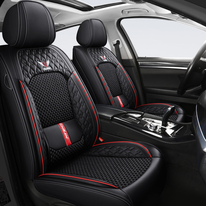 The 2025 new lumbar Napa leather ice silk car seat cushion is suitable for all seasons