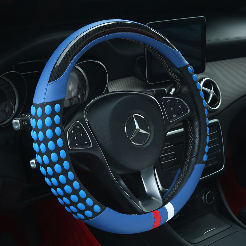 Non-slip sweat-wicking car handlebar covers, colorful carbon fiber leather, fashionable trendy brand steering wheel covers, car GM Amazon