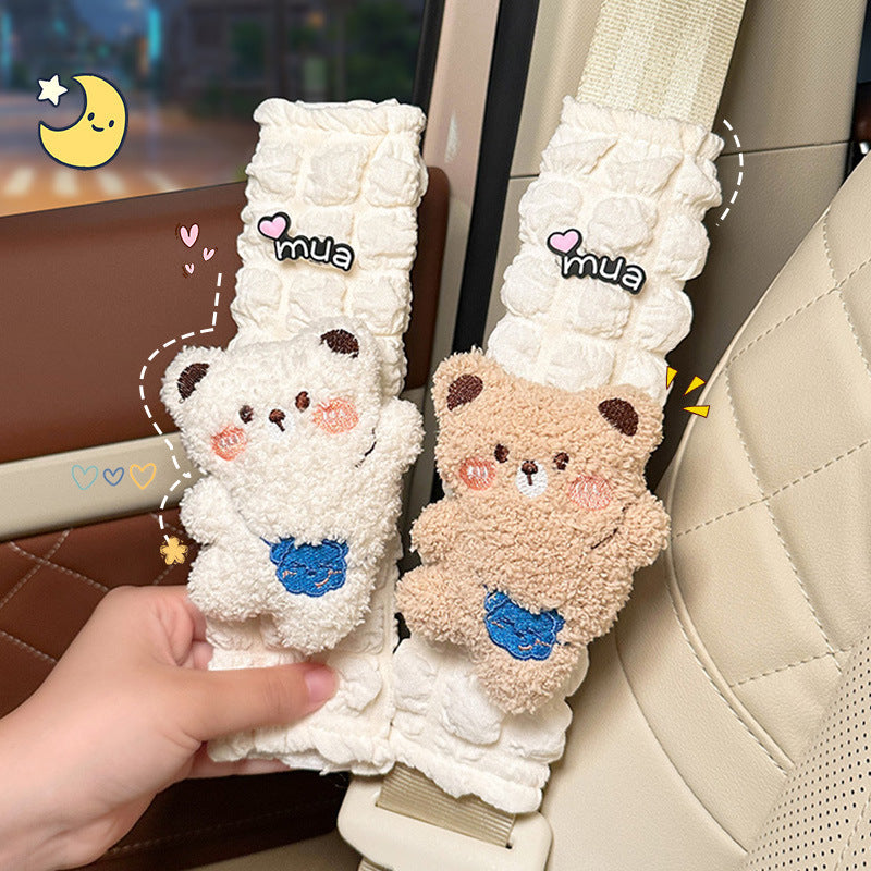 Car seat belt shoulder pads, creative cute children's anti-strain safety belt, and a pair of decorative protective covers