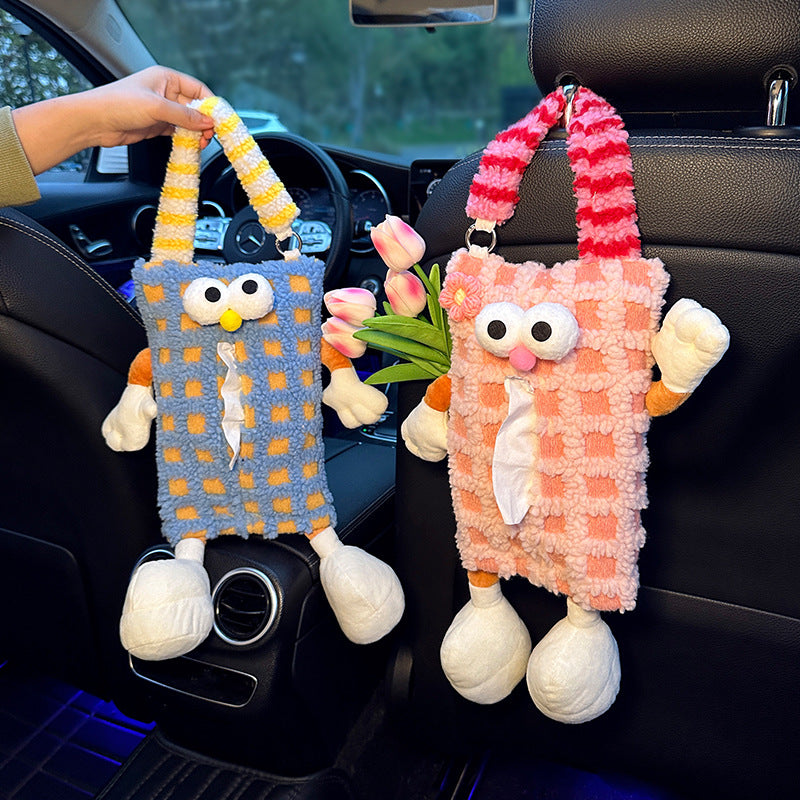 Factory custom car tissue box printed processing, hanging sewn label tissue box, car seat back tissue hanging bag