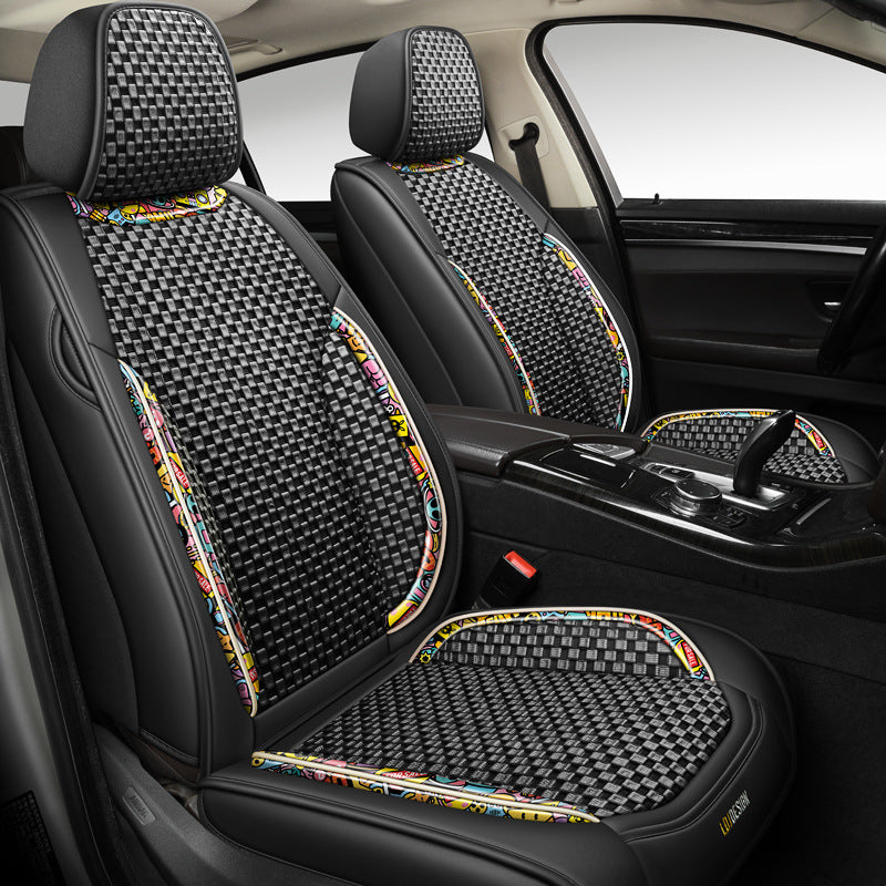 New Ice Silk Breathable Car Seat Covers, Cartoon Cute Seat Covers, Fully Inclusive Seat Cushion Covers All Seasons