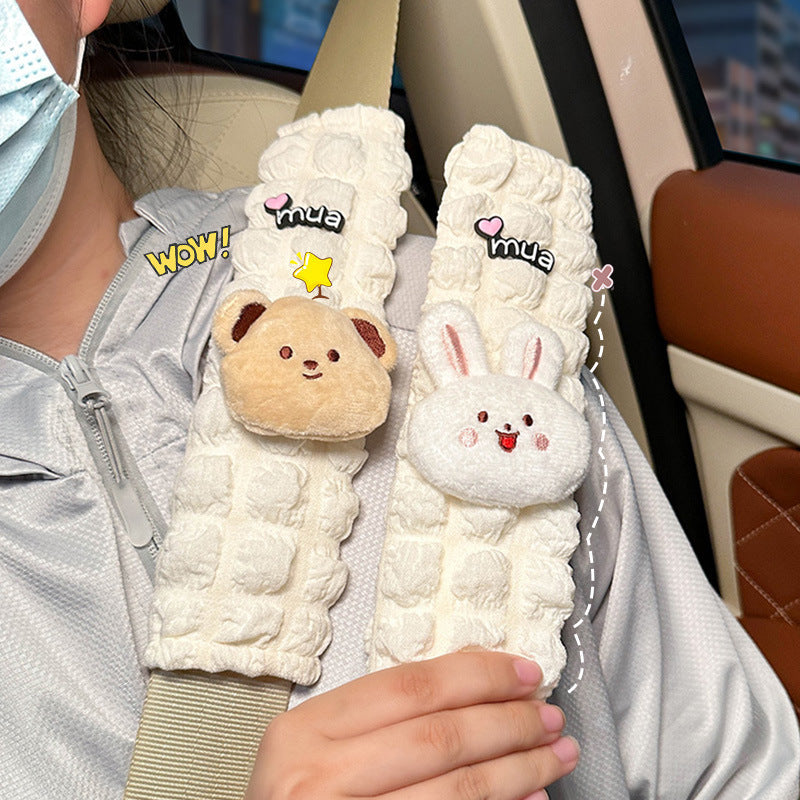 Car seat belt shoulder pads, creative cute children's anti-strain safety belt, and a pair of decorative protective covers
