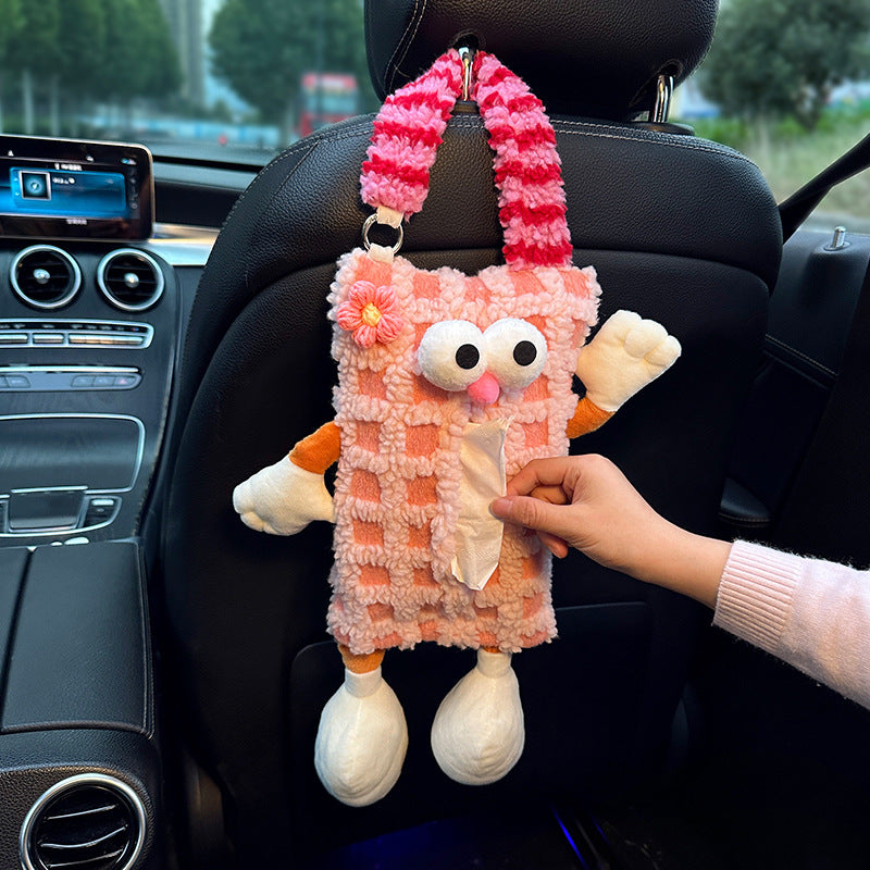 Factory custom car tissue box printed processing, hanging sewn label tissue box, car seat back tissue hanging bag
