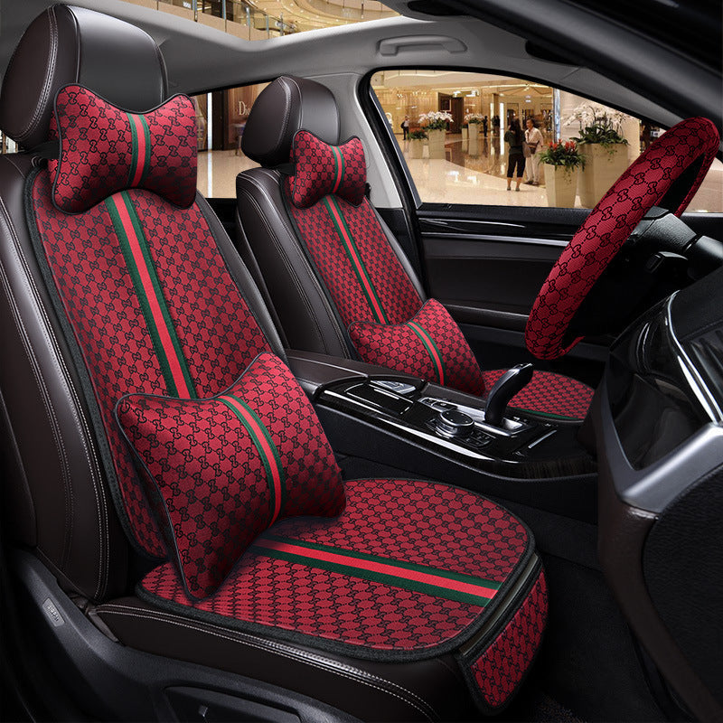 Car seat cushion all-season universal Kuqi three-piece set