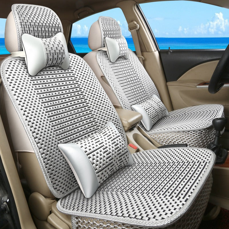 Car seat cushion all-season universal ice silk summer seat cushion full enveloping seat cover car interior seat cushion five seat cover cushion