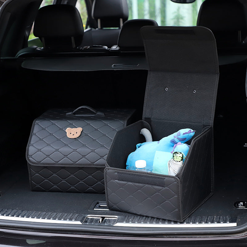 Car trunk storage box, leather multifunctional foldable storage box, storage box, storage box, car interior accessories
