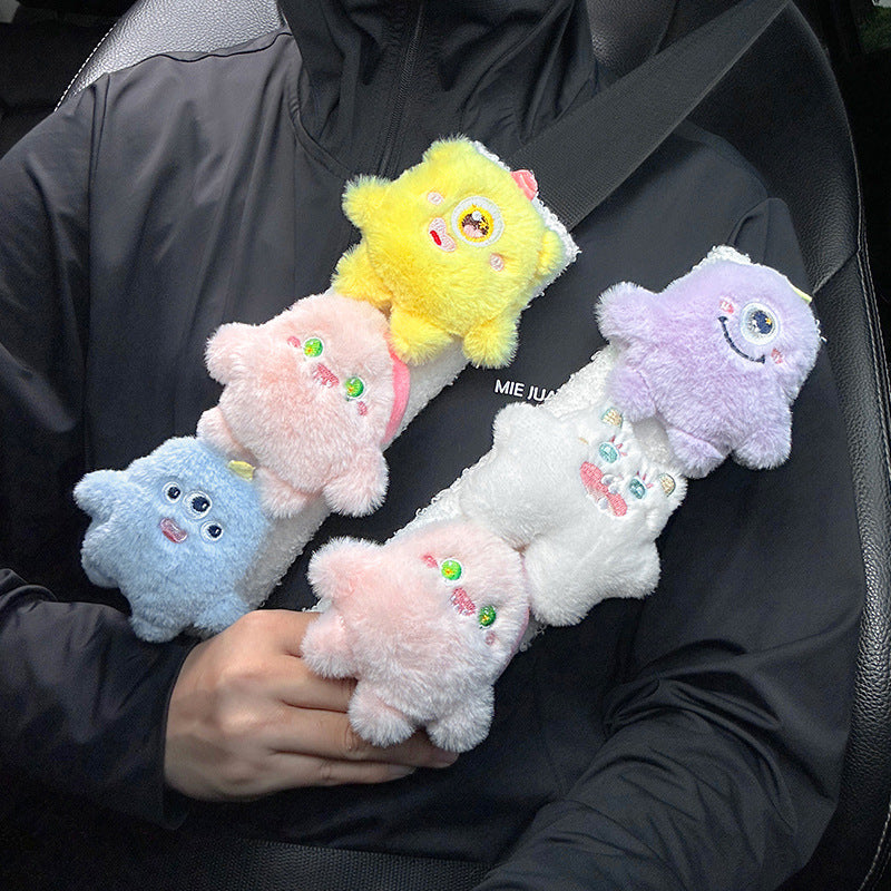Car seatbelt shoulder pads, wear-resistant clothes, plush plush plush figures, car safety belt protective covers, cute monster girls