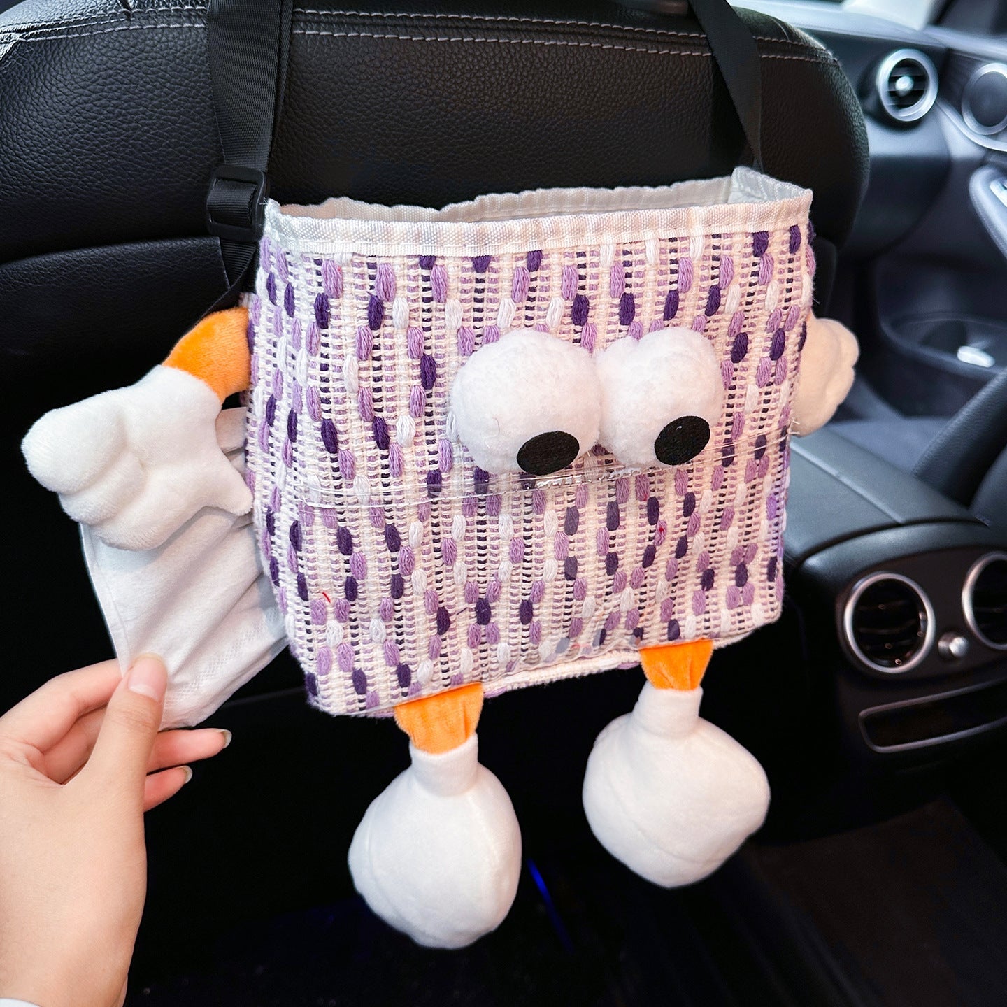 Car trash bin, waterproof two-in-one storage box for car seatbacks, plastic storage container for automotive supplies