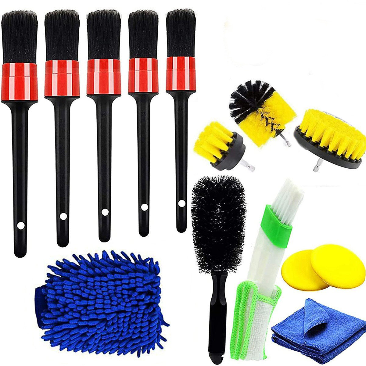 Amazon Hot-selling car wash set 9-piece set C car cleaning waterproof gloves tire crevice cleaning brush car wash