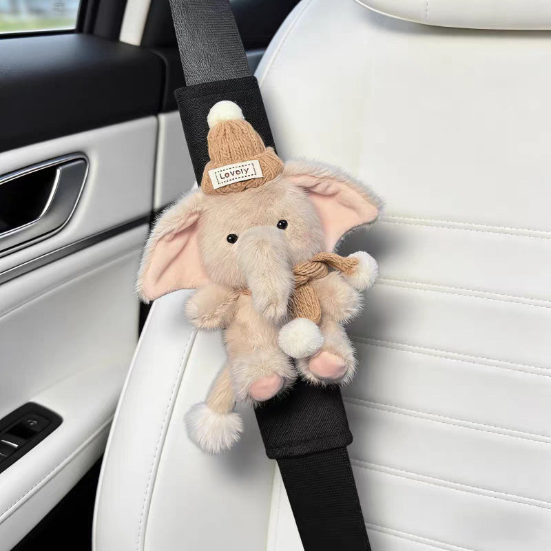 Cute little elephant car seat belt shoulder pad, premium creative decoration, all-season universal couple for women