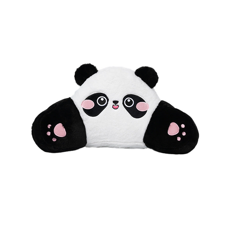 Car headrest lumbar support, cartoon cute panda, comfortable soft car cushion, all-season universal neck pillow