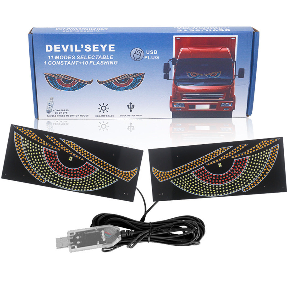 Cross-border car dynamic devil's eye LED warning light, truck truck truck eye light dynamic display light