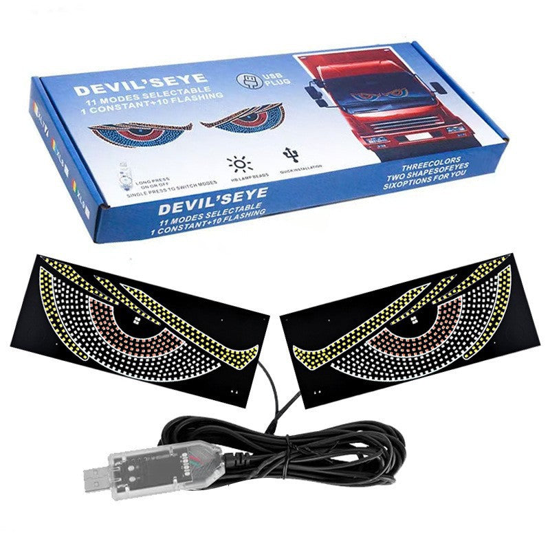 Best-selling automotive devil's eye LED lights, dynamic USB expression lights, LED display front and rear windshield car stickers