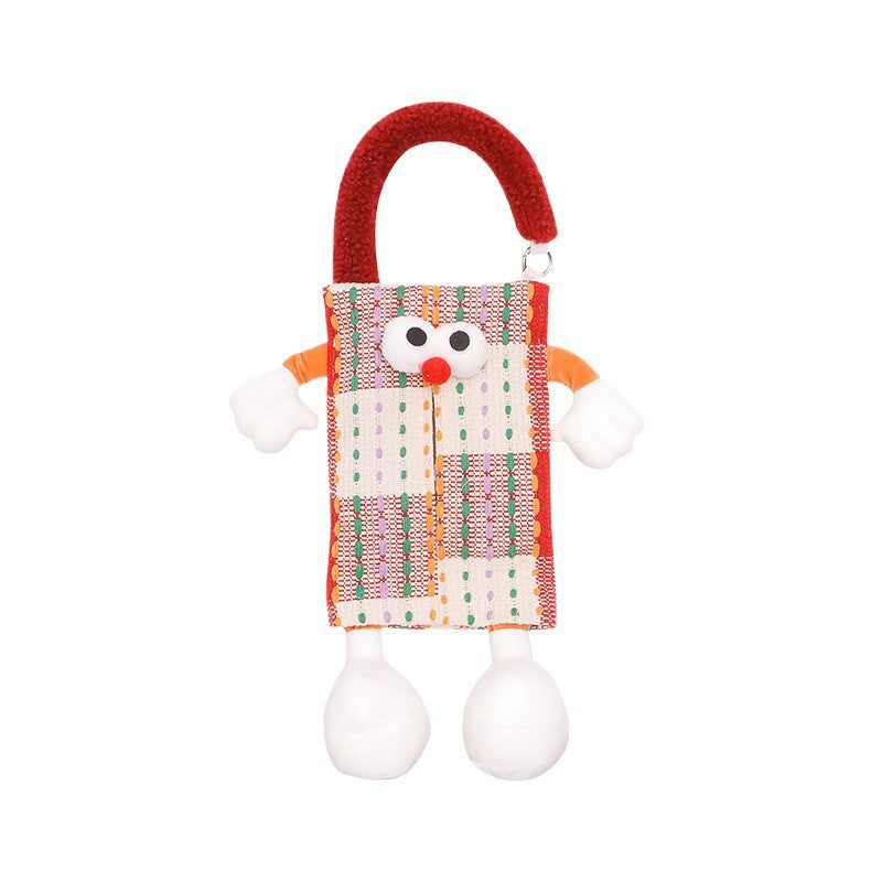 Car tissue box, cute plush toy hand, foot car, in-car tissue hanging bag, high-end practical car armrest box tissue box