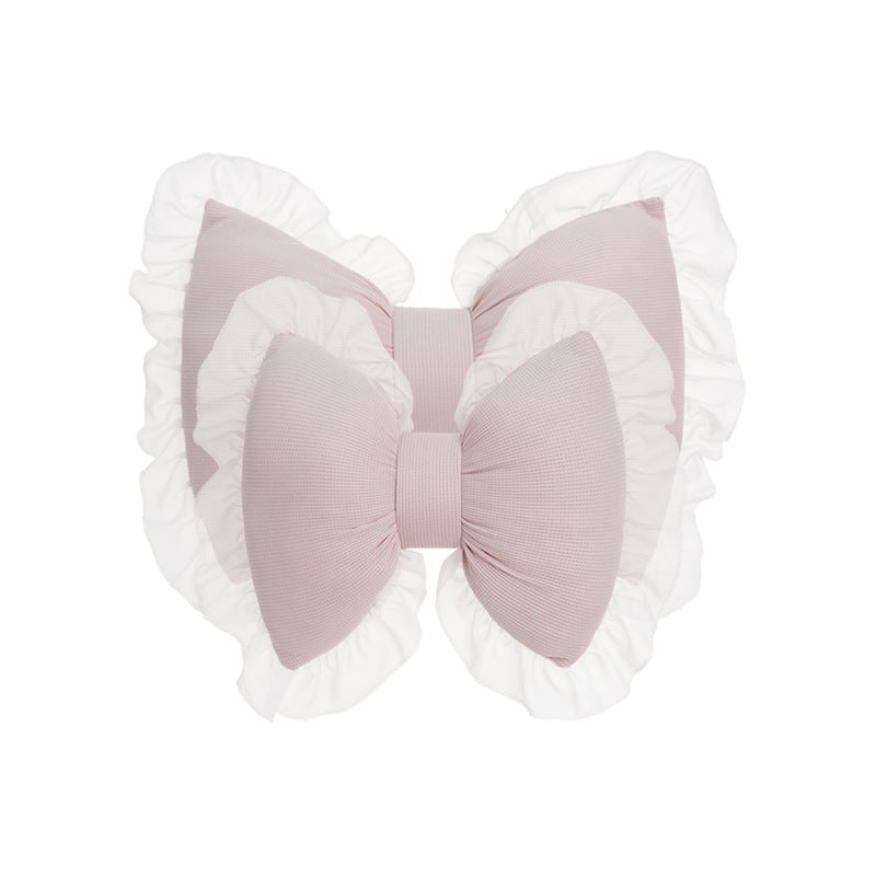 Creative butterfly-shaped car headrest neck support with lace edges for car cushions, all-season universal comfortable breathable car lumbar support