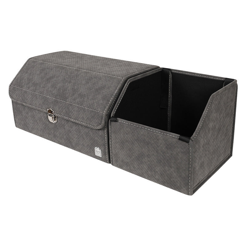 New woven pattern car trunk storage box, foldable car storage box, leather organizer box, factory wholesale