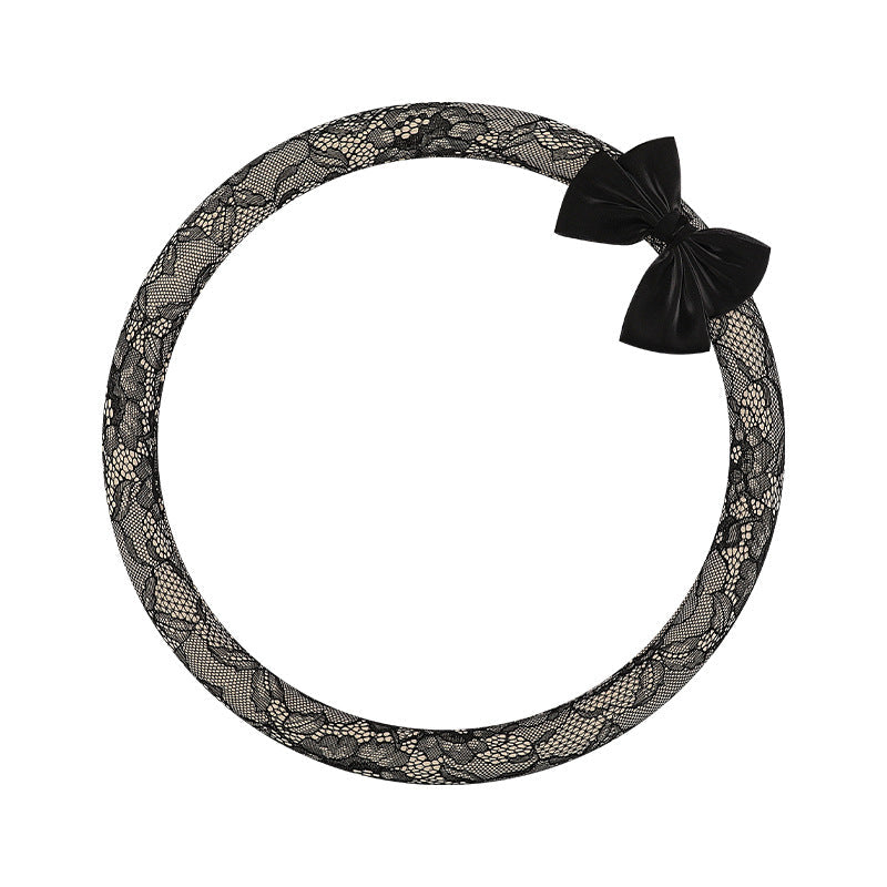 Lace car steering wheel cover, anti-slip decoration, all-season universal one-piece dropshipping, cross-border e-commerce trending sporty style